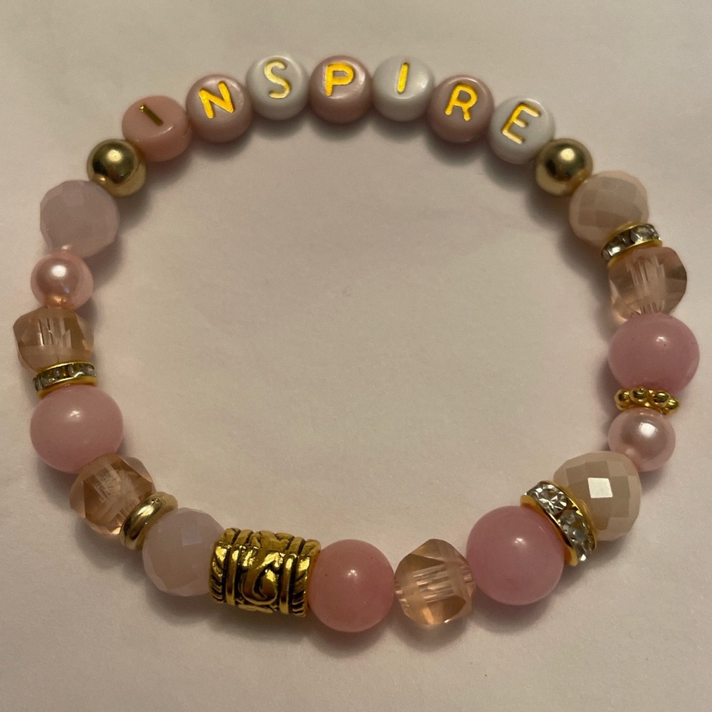 Pink and Gold Beaded Bracelet